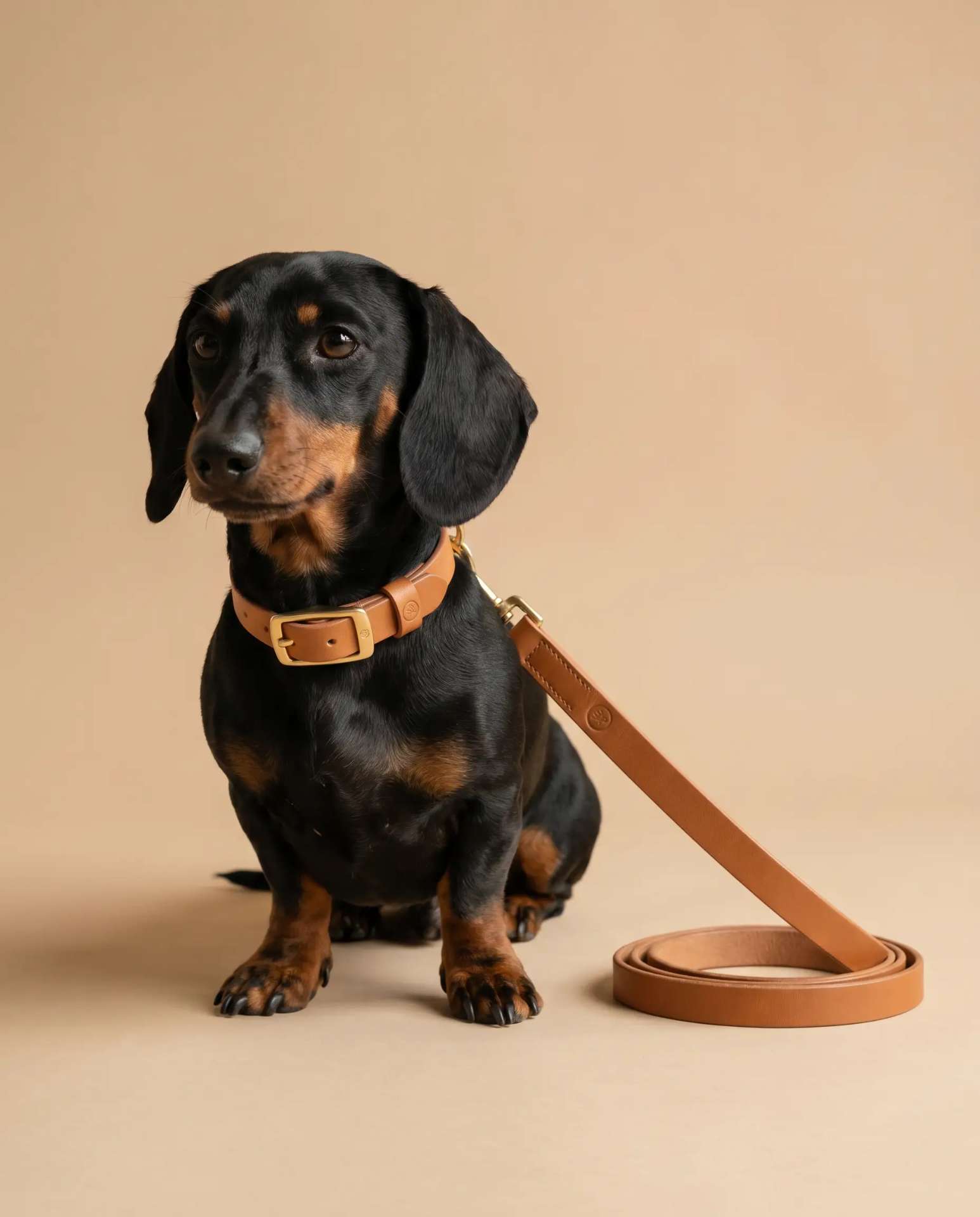 Dachshund usando a coleira Pure Essentials, porte pequeno